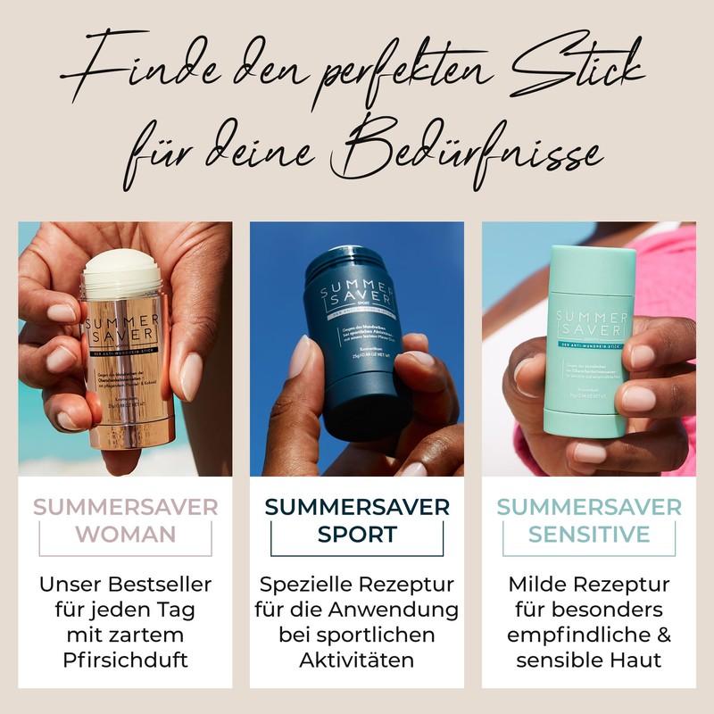 SUMMERSAVER Sensitive – the anti-chafing stick that protects your skin,