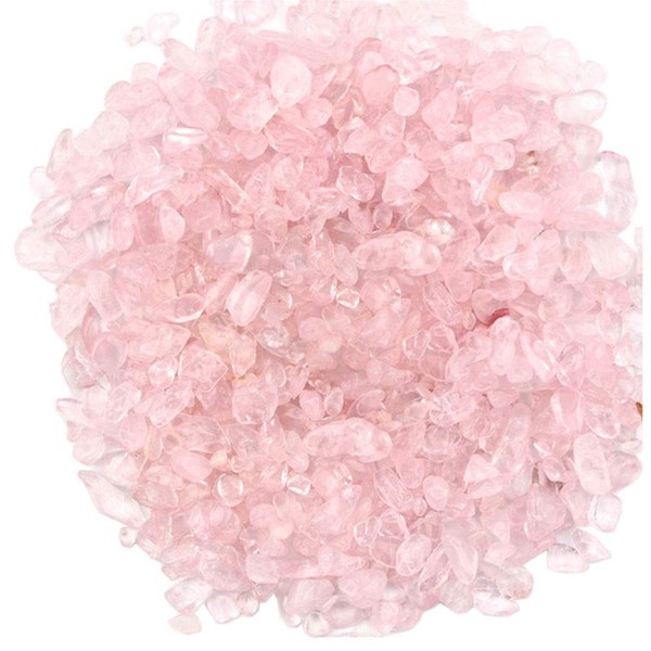 100g/0.22lb Quartz Stones Drum Chips Stone Crushed Irregular Shaped Small Crystal Quartz Piece for Home Decoration (Pink)