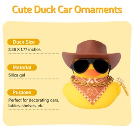 wonuu Car Ornament, Cowboy Hat Necklace and Sunglasses Duck Car Dashboard Decorations, YAR191, Brown