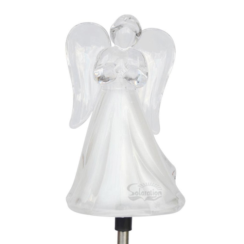 Solar Wholesale 1053-2 A Set of Two Frosty Praying Angels