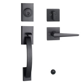 Matt Black Handleset for Front Door, Side Door and Back Door (Keyed Entry Handle and Dummy Hanlset Set),MDHST2017DB-SET
