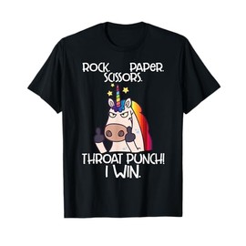 Rock Paper Scissors Throat Punch I Win Funny Unicorn Shirt T-Shirt