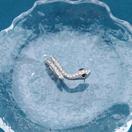 Allereya Vintage Crystal Snake Stud Earrings CZ Snake Ear Clip Wrap Around Earring Silver Snake Cuff Earrings Punk Snake Earrings Jewelry for Women and Girls