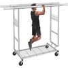 Heavy Duty Clothes Rack Load 620 Lbs, Double Rod Rolling
