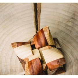 Double Tetrahedron Puzzle - Interlocking Wooden Puzzle - Made from Walnut, Maple, Cherry and Oak - Made in the Czech Republic by Vaclav Obsivac