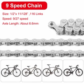6/7/8/9/10 Speed Bike Chain, Electroplating Silver Mountain Bike Chain, 116 Links Bicycle Chain, High Speed Anti Rust Steel Bike Derailleur Chain for Road Mountain Racing Cycling Hybrid (10 speed)