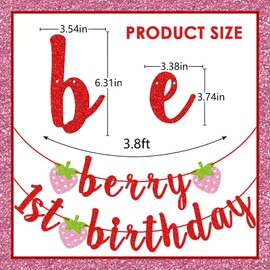 Bicuces Berry First Birthday Banner Berry First Birthday Decorations Fruit Banners Strawberry Baby Shower Decorations Strawberry Hanging Banner Berry Garland for Strawberry Party Decorations
