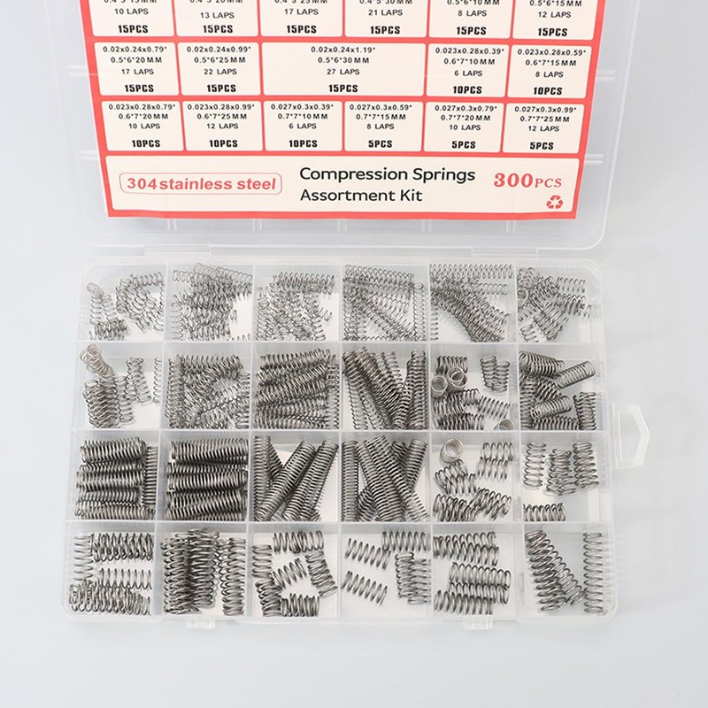300 Pcs Compression Springs Assortment Kit, Springs Assorted Extension Spring,