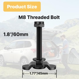 Vandrabase 10Pcs L Track Threaded Stud Fittings M8 x 60mm Double Stud Lug Tie Down with Nylon-Insert Lock Nut, Heavy-Duty L Track Accessories for Truck Bed and Trailer Cargo Control-Black