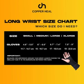 COPPER HEAL Long Wrist Cuff with Adjustable Bandage - Suitable for Both Right and Left Hand - Straps with Short Sleeves Wraps Medical Recovery