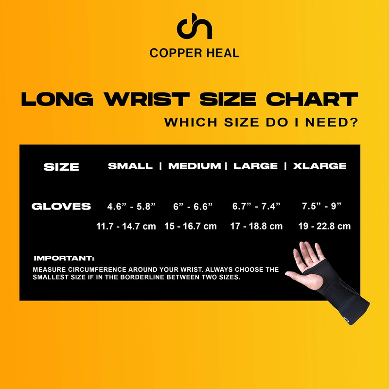 COPPER HEAL Long Wrist Cuff with Adjustable Bandage - Suitable
