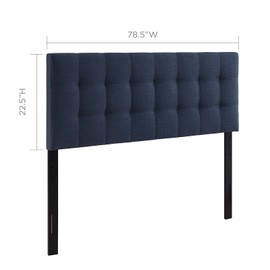 Modway Lily Tufted Linen Fabric Upholstered King Headboard in Navy