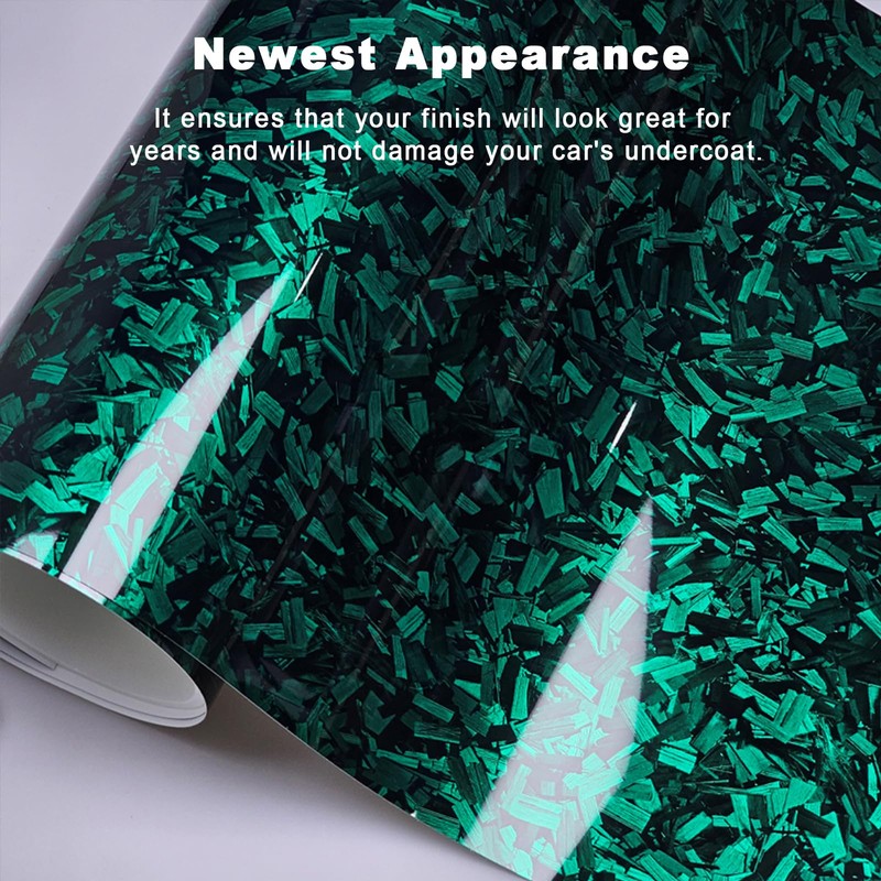 Green Forged Carbon Fiber Vinyl Wrap for Car, Air Release
