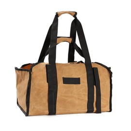 EPFORGE Waxed Canvas Firewood Carrier - Heavy Duty Log Carrier Bag with Reinforced Handles firewood Rack Outdoor for Camping/Indoor Fireplace, Portable Wood Storage Bag for RV/Backyard