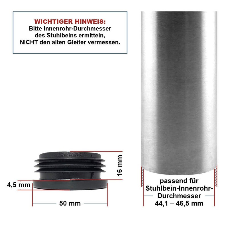 GLEITGUT 4 x Lamellar Plugs Black Round Tube Plugs in