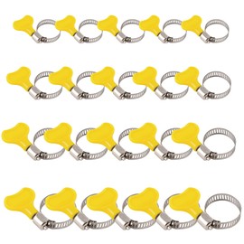 20 Pcs Jubilee Clips,Hose Clips with Yellow Handle,Stainless Steel Metal Hose Clips,Hose Clamp for Securing Hoses and Pipes Tube Garden, Washing Machine, Pond,4 Sizes(16-38mm)