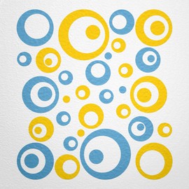 WANDfee® Wall Tattoo, Circles, Dots, 50 Stickers, Colour Choice For Children's Bedroom, Living Room, Hallway, Bathroom, Kitchen, Tile Stickers, yellow