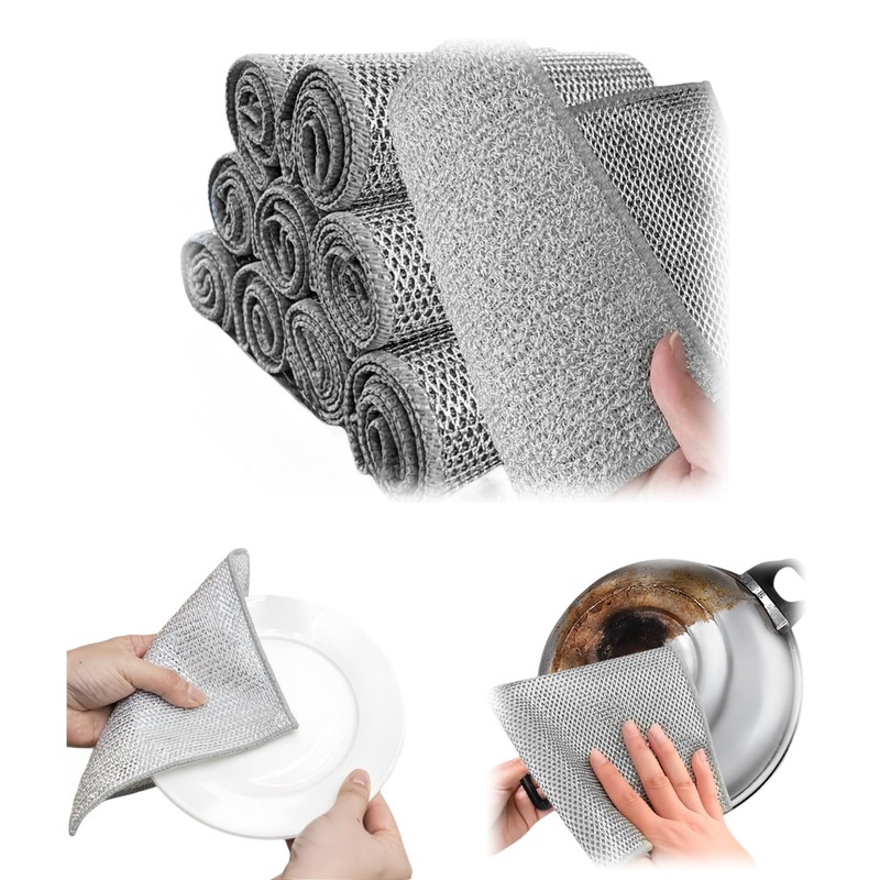 Senlleo Stainless Steel Scrubber and Cleaning Rags - Non Scratch