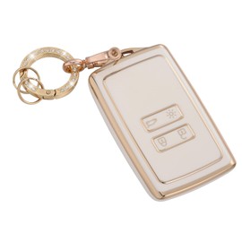Car Key Cover for Renau1t, 4 Buttons Car Key Fob for Renau1t, TPU Cover Shell with Keychian for Renau1t Clio Megane Koleos Kadjar Talisman Captur Espace Dacia Duster White