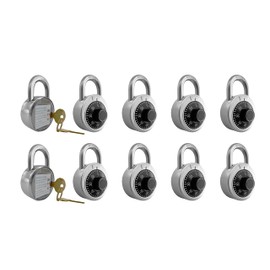 DuoTyga Combination Padlock with Key, 10 Pack 4 Keyed Alike Matching Key, Combination Locker Lock for Toolbox, School and Gym Locker, Employee and Case, Black
