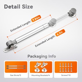 PAMAGOO Drop Down Gas Struts 10 Inch 20 LB, 10" Downward Flap Lid Slowly Down Open Lift Support for Drop-Front Desk, Drop-Front Desk, Cabinet Desk Lid Hinge Spring with Mounting Brackets