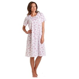Lady Olga Ladies Poly Cotton Floral Short Sleeve Nightdress from 10-32 (18-20, Pink)
