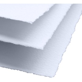 400 GSM / 25 Sheets Deckle Edge Blank Drawing Watercolor Paper, White, Mixed Media Loose Leaf Paper, Cotton Rag Handmade Paper for Artists, Invitations, Crafts (8 inches X 6 inches, White)