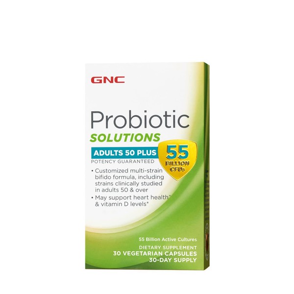 GNC Probiotic Solutions Adults | Customized Vegetarian Formula for Adults 50+, Supports Digestive and Immune Health | 30 Capsules