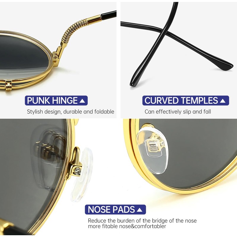 Glclrs Round Flip Up Sunglasses – Small Flip-Up Shades with