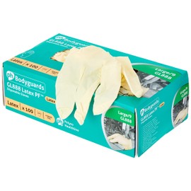 Bodyguard Gl8883 Powder Free Disposable Latex Glove, L Size, White, Pack of 100