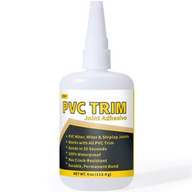 PVC Trim Glue, Bond Trim Joints in 30 Seconds, Allows Adjustment, PVC Trim Adhesive — Suitable for Lumber, Decking, Moulding, Column Covers, Permanently Strong, Waterproof, No Cracking, 4 oz