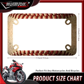 Motorcycle Vintage Baseball Texture License Plate Frame Baseball Enthusiast Stainless Steel Motorbike License Plate Holder Tag Holder Decoration Funny Motorcycle Accessory 7.7"x4.5"