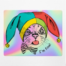 Holographic Decal Stickers of Cat Fools Hat Premium Waterproof Vinyl Decal Stickers for Laptop Phone Accessory Helmet Car Window Mug Tuber Cup Door Wall Decoration NVCVER3g2250aHO