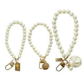 Asaisimg 3 Pcs Pearl Keychain Pendants Charm for Handbag Keychain, Cute Keychain for Airpods Pro Case Decor, Pearl Pendants for Keyring DIY Crafting Decoration Purse Handbag Décor