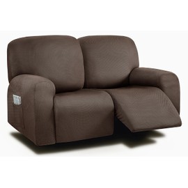 ULTICOR Reclining Loveseat Slipcover, 48" - 65" L, 6-Piece Yarn Dyed Loveseat Reclining Sofa Covers, 2 seat Loveseat Recliner Cover, Thick, Soft, Washable (Chocolate)