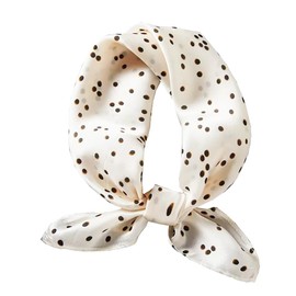 ANDANTINO 100% Small Square Pure Mulberry Silk Scarf -21'' x 21''- Breathable Lightweight Neckerchief -Digital Printed Scarf (Polka Dots-Apricot)