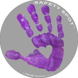 Safety Spot Magnet - Kids Handprint for Car Parking Lot Safety - Gray Background (Purple)