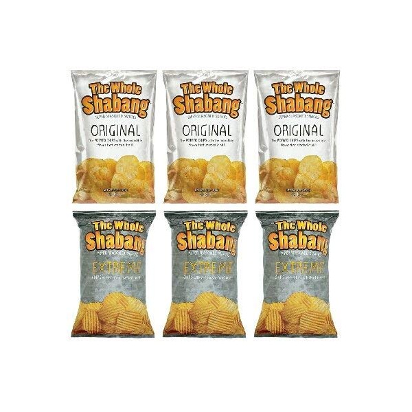 The Whole Shabang Potato Chips - 6 oz. Bags (Variety Pack of 6) (3 Original, 3 Extreme)