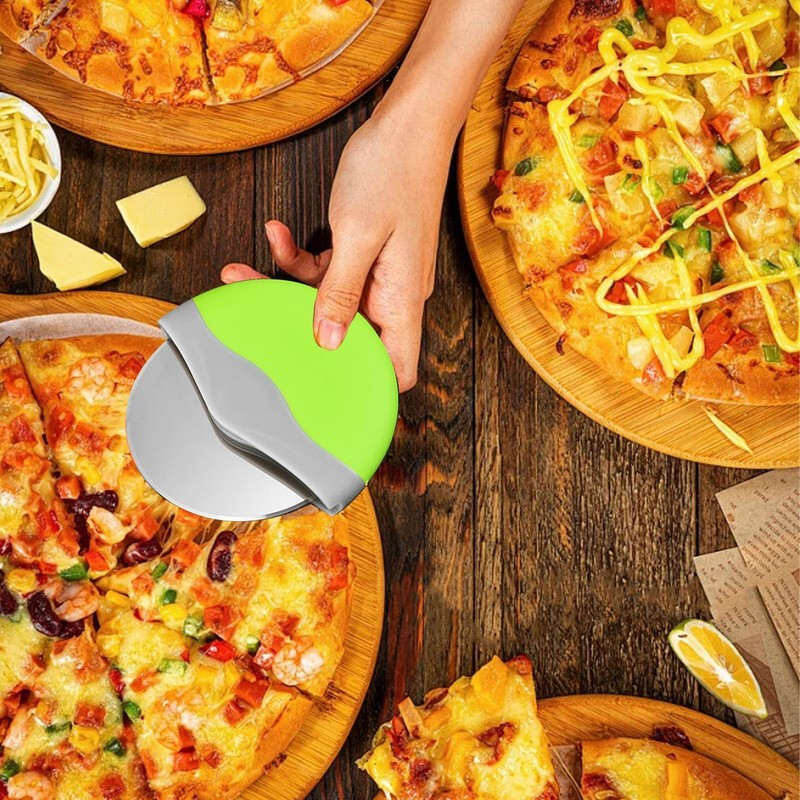 Handheld Pizza Slicer | Stainless Steel Kitchen Gadget with Protective