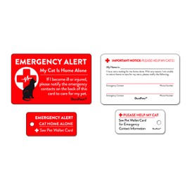 DuraPaws My CAT is Home Alone Emergency Alert Plastic Contact Wallet Card and Key Tag (Writable Surface on Back Side of Card)