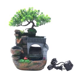 Office Home Waterfall fengshui Decor LED Light Tabletop Fountain Small Rockery