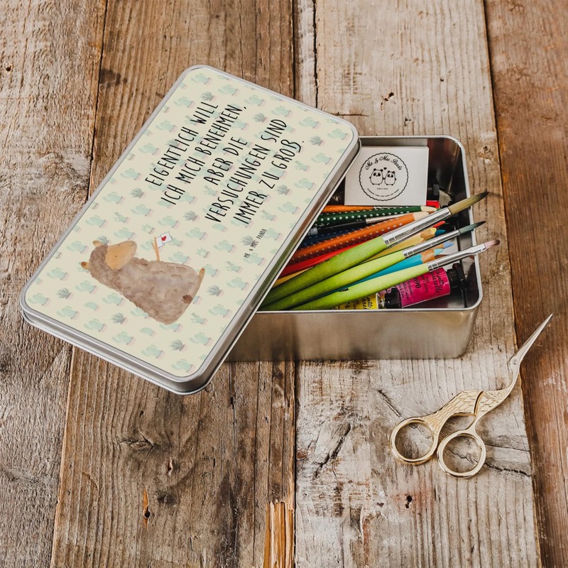 Mr. & Mrs. Panda Metal Tin Rectangular Alpaca Flag, Gift,