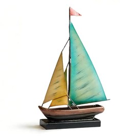 Octdays Escultura de barco de vela de metal, moderna estatua de barco de hierro, decoración del hogar para sala de estar, dormitorio, oficina, entrada, chimenea, adorno de arte náutico hecho a mano