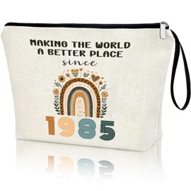 APAKUTA 40th Birthday Gifts for Women 1985 Year Gifts Idea 40th Birthday Decoration Makeup Bag 40-Year-Old Cosmetic Bag Organizer Zipper Pouch Gift for 40th Anniversary for Women Wife Aunt Friend