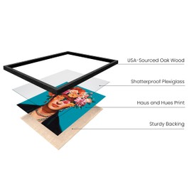 HAUS AND HUES Frida Kahlo, Mexican Art - Frida Kahlo for Girls, Diego Rivera Frameable Prints, Frida Kahlo Gifts, Female Empowerment Gifts, Frida Kahlo Flowers Mexican Wall Art (Black Frame, 24x36)