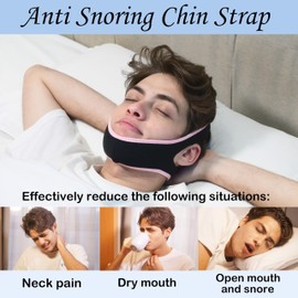 Anti Snoring Chin Strap, Chin Strap for Sleeping, Premium Airflow Jaw Strap, Stop Snoring Chin Strap, Snoring Solution for Men and Women, Breathable Chin Strap with Adjustable Velcro (Pink)