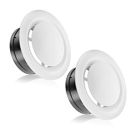 HG Power 4 Inch Soffit Vent, Adjustable Air Vent Cover, ABS Round Ceiling Vent Covers for Living Room, Attic, Bathroom, Kitchen, Ventilation Use, White - Opening Size 3.59", 2 Pack