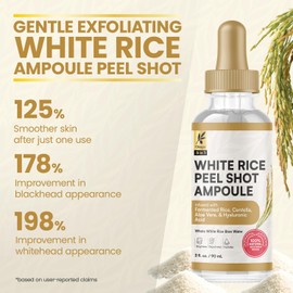 White Rice Peel Shot Ampoule, White Rice Exfoliant, Rice Exfoliator for Face & Soft Peel, Removes Dead Skin Cells for a Brighter, Softer & Hydrated Complexion, For All Skin Types, 90 mL