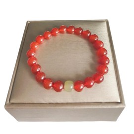 Green Jade Pearl Bracelet for Women, Natural Baroque Freshwater Pearls, 14K Gold Plated Beaded Stretch Bracelet, Lucky Jewelry Gift for Her (Red Agate with Green Jade)