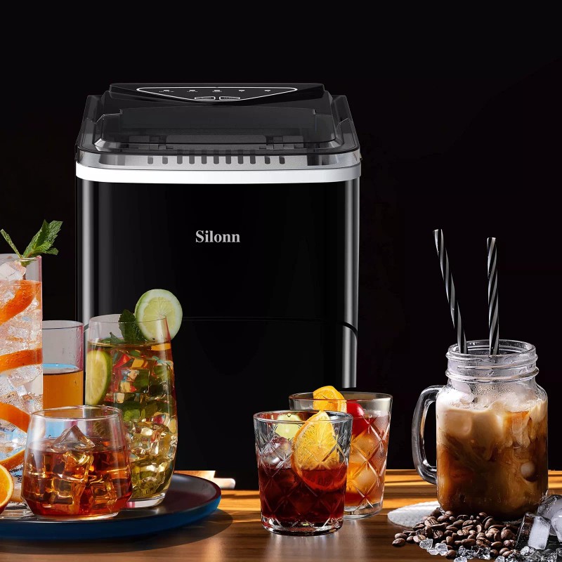 Silonn Ice Maker Countertop, 9 Cubes Ready in 6 Mins,